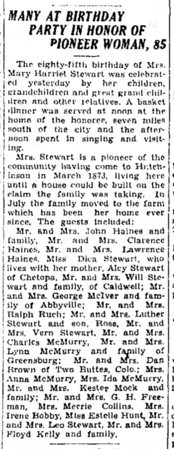 1933 Harriet Stewart 85th Party 1 May Hutch News P6
