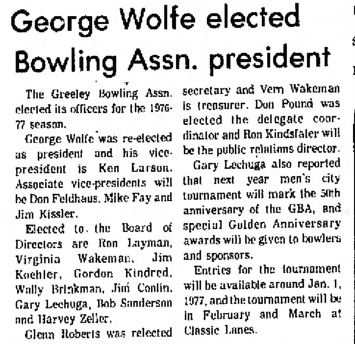 Ron Layman Bowling Assn 27 Apr 1976 