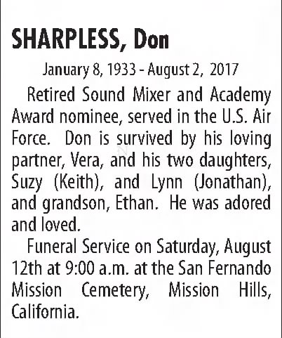 Don Sharpless Obituary (1933-2017)