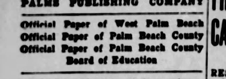 Palm Beach Post official paper status, 1916