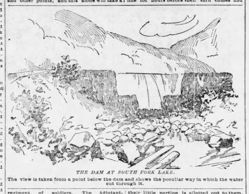 Depiction of the South Fork dam after it failed