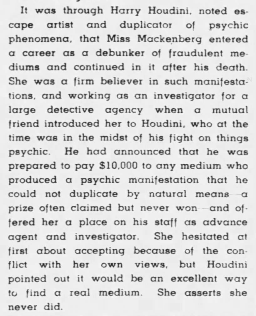 How Rose Mackenberg met Houdini