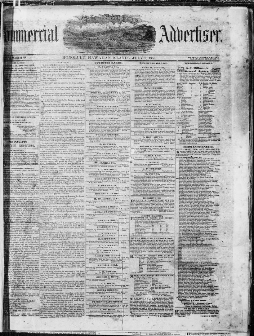 First issue of the Pacific Commercial Advertiser