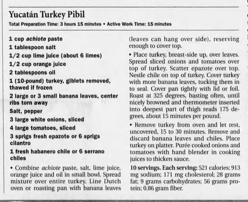Yucatan turkey pibil recipe
