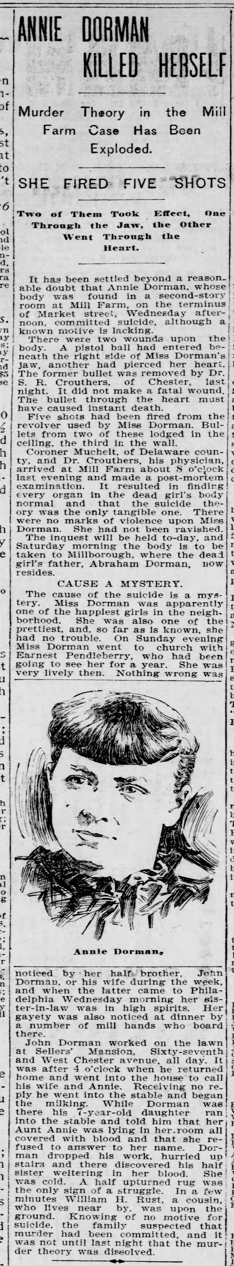 Annie Dorman mystery, 9/3/1897