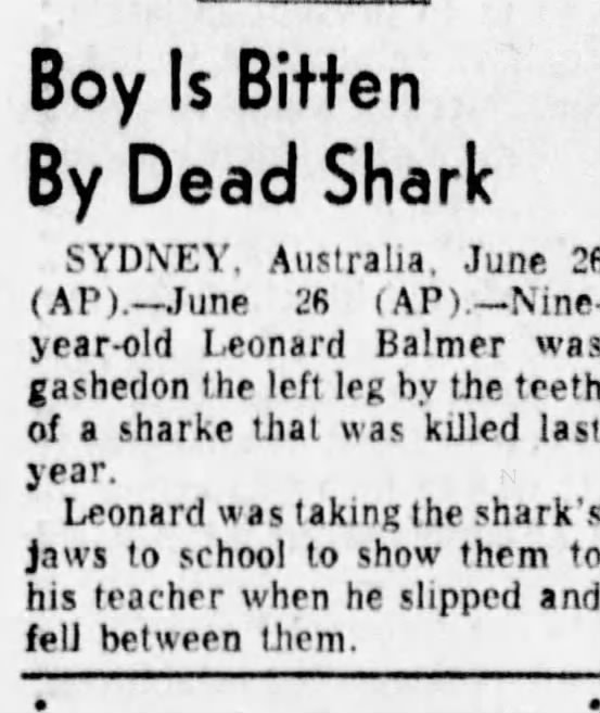 Bitten by dead shark, 1961