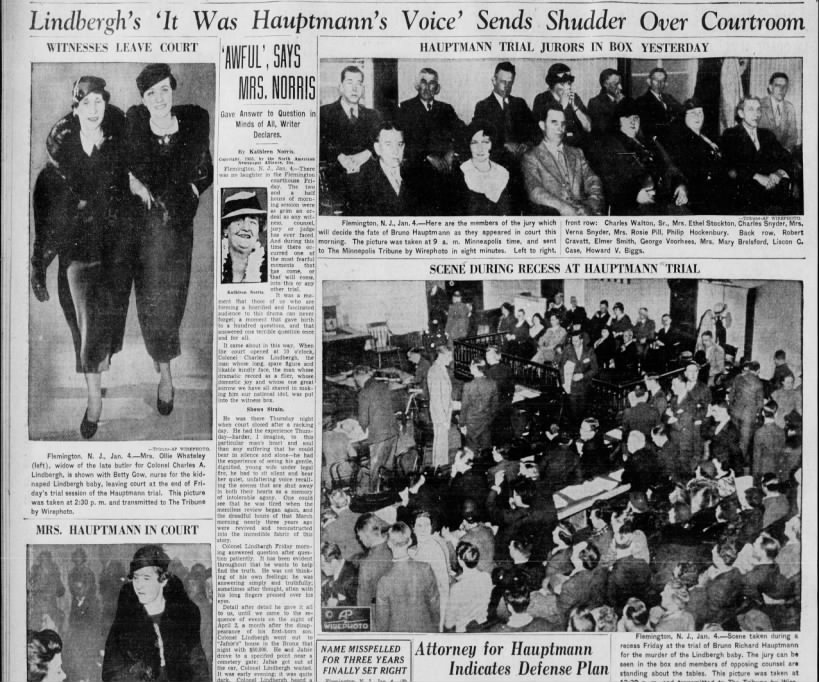 AP Wirephoto coverage of the Lindbergh kidnapping trial