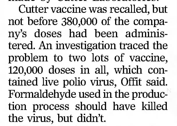 Cutter vaccine recalled