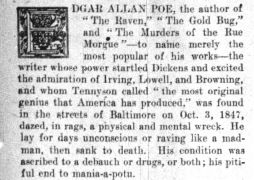 Did Edgar Allan Poe Die From Mania-a-potu?