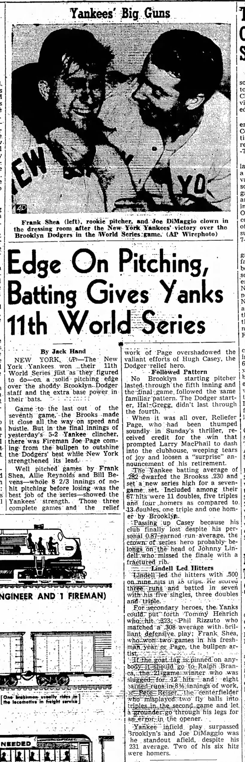 Yanks beat the Dodgers 1947.