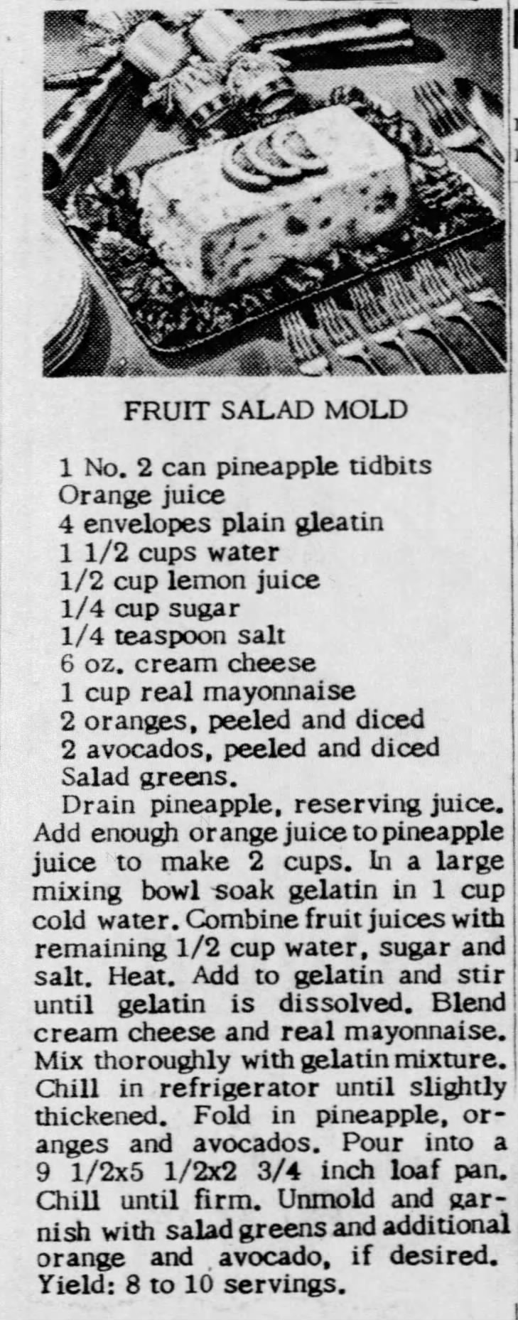 Recipe: Fruit Salad Mold (1953)