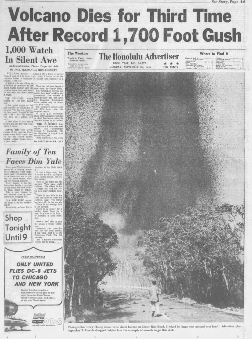 Impressive lava fountains occur during 1959 Kilauea eruption