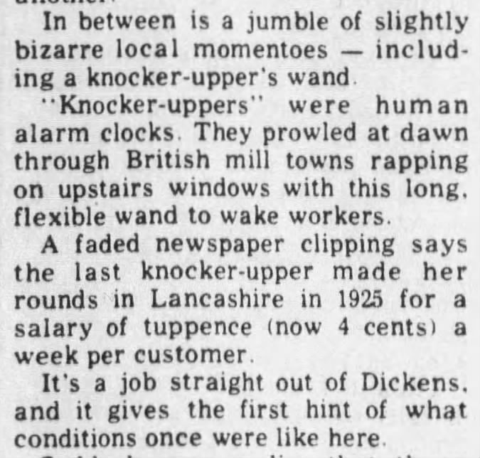 Knocker-Uppers were human alarm clocks
