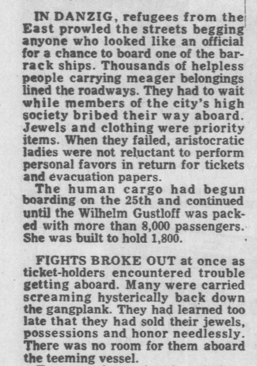 Desperate refugees try to secure passage on the Wilhelm Gustloff