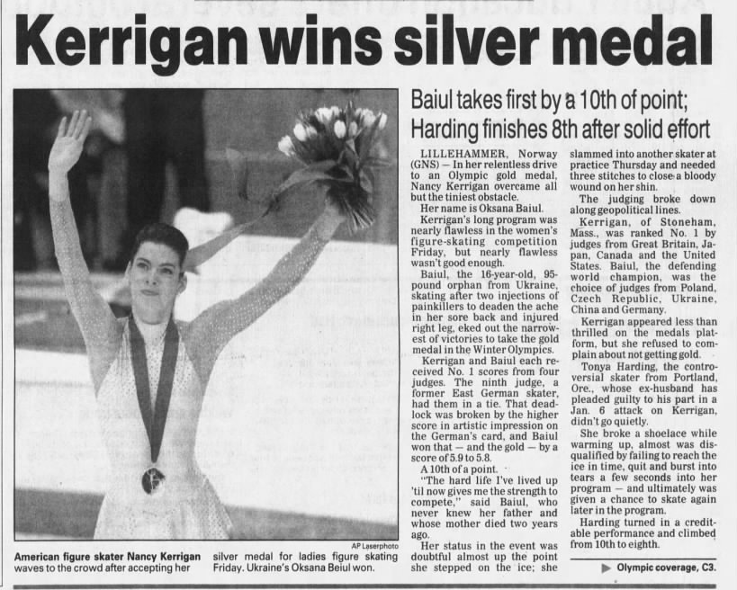 Kerrigan wins silver at Lillehammer