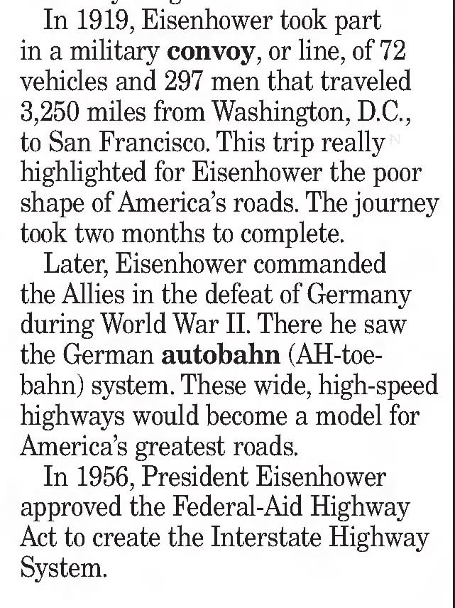 President Eisenhower admired Germany's autobahn during WWII