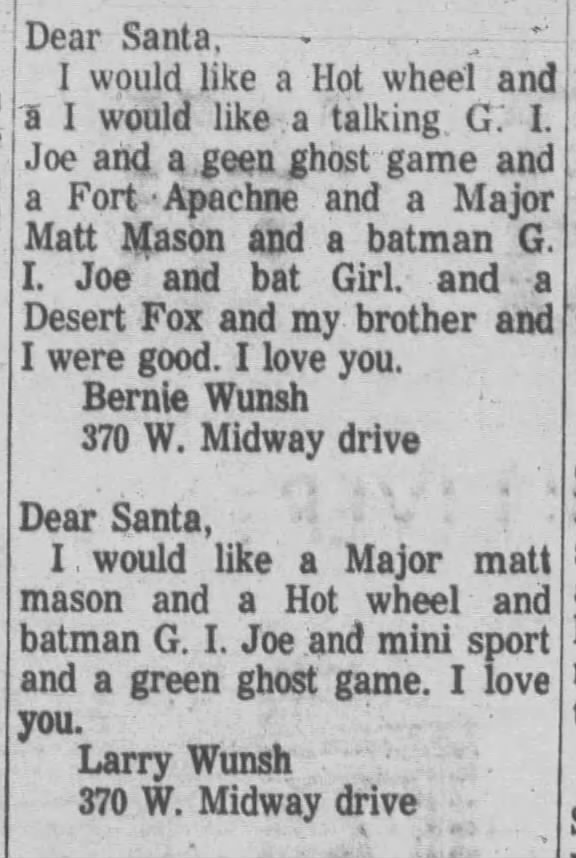 Little Boys Christmas Letters 1968