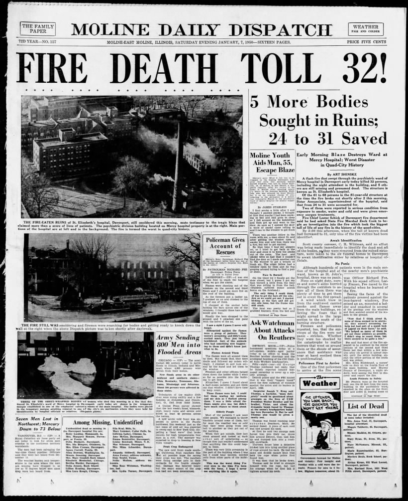 Fire at St. Elizabeth's Hospital kills 41!