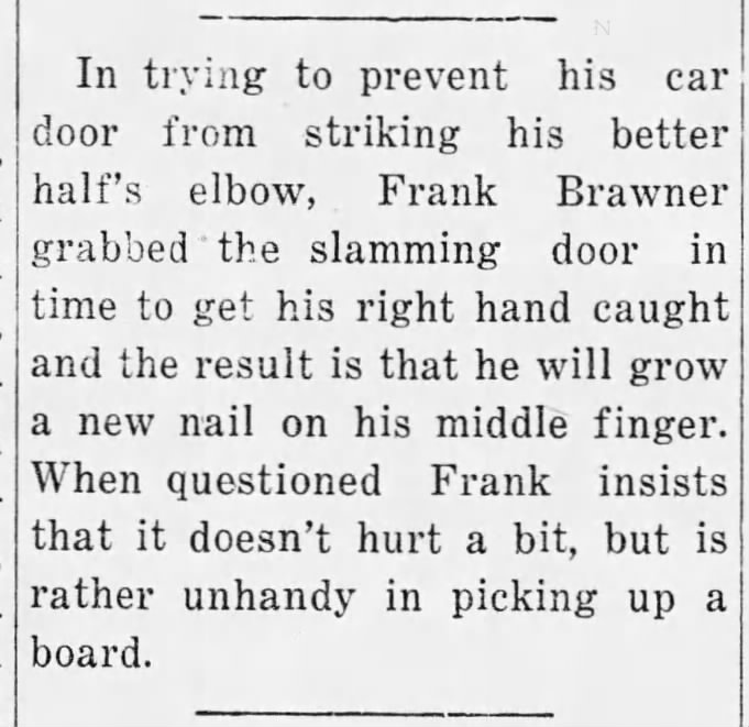 Social news: Injured hand, 1932