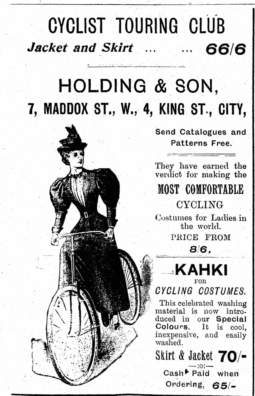 Ad for a women's cycling costume