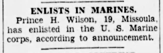 Prince H. Wilson enlists in the US Marines 