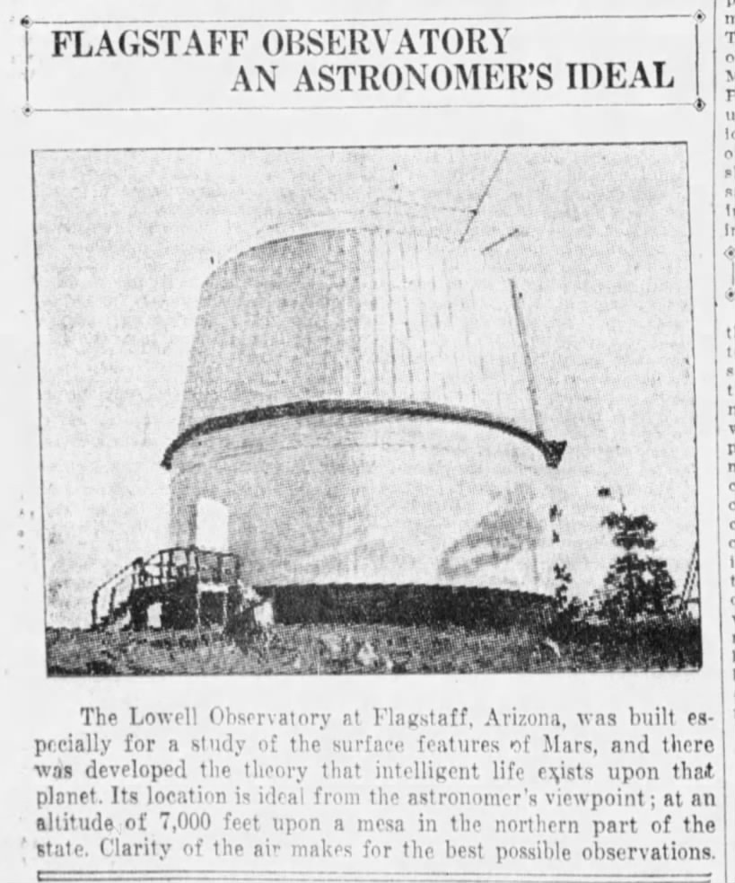 Lowell Observatory at Flagstaff, 1924