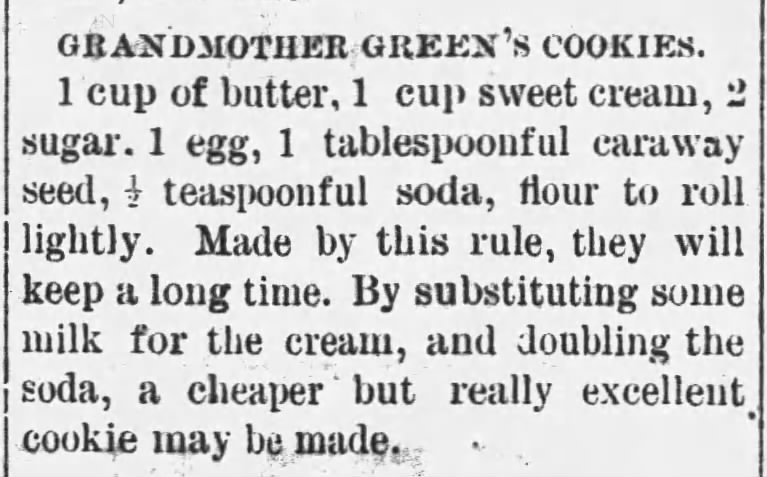 Recipe: Grandmother Green's Cookies (1884)