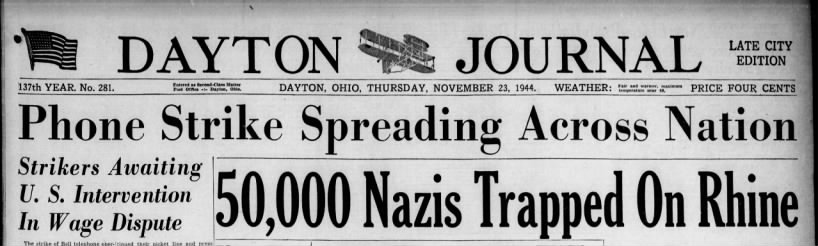 1944 Thanksgiving headlines