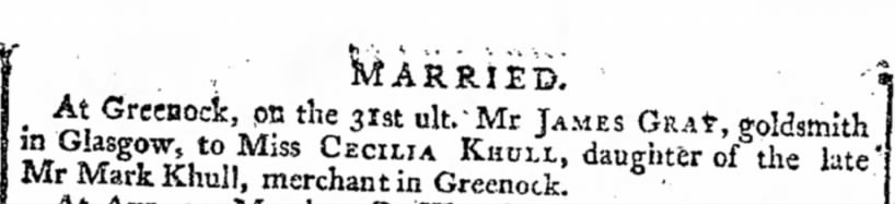 Marriage notice using "ult." to refer to previous month