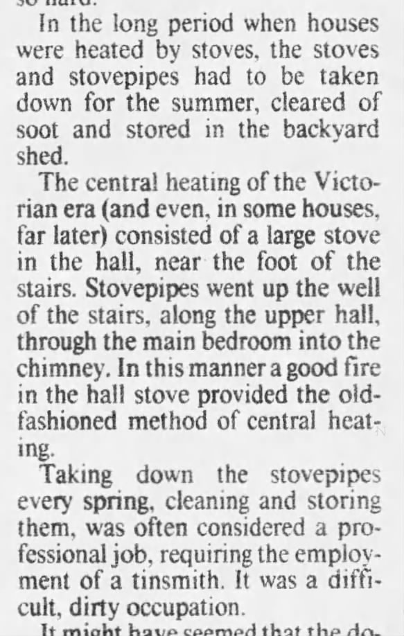 Taking down stoves for the summer during the Victorian age