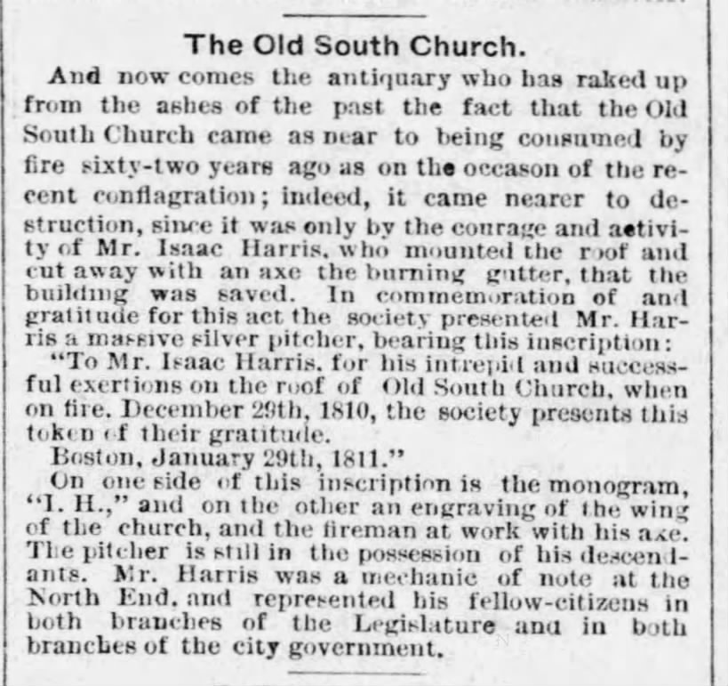 Old South Church came close to burning down in 1810 and 1872