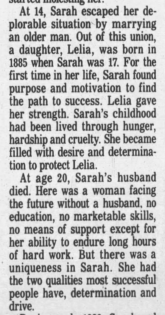 Sara Breedlove's daughter gave her motivation to find success