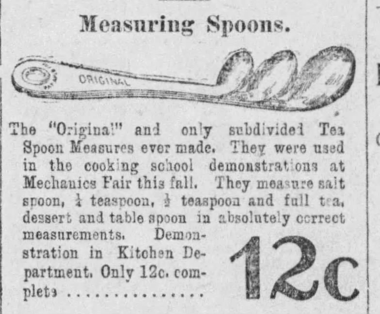 1899 ad for early measuring spoons