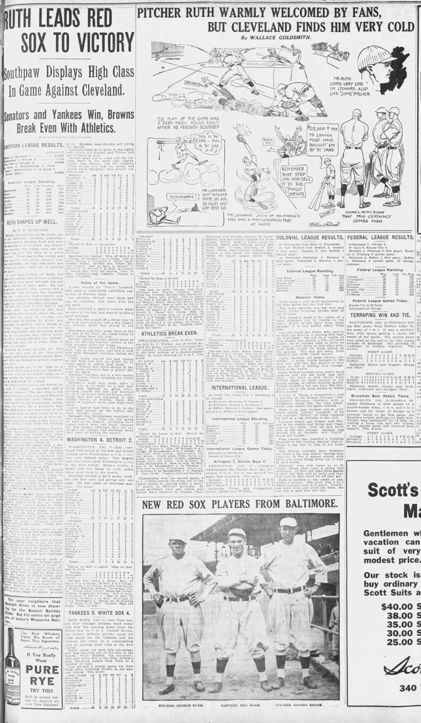 Boston Globe coverage of Babe Ruth's first major league game
