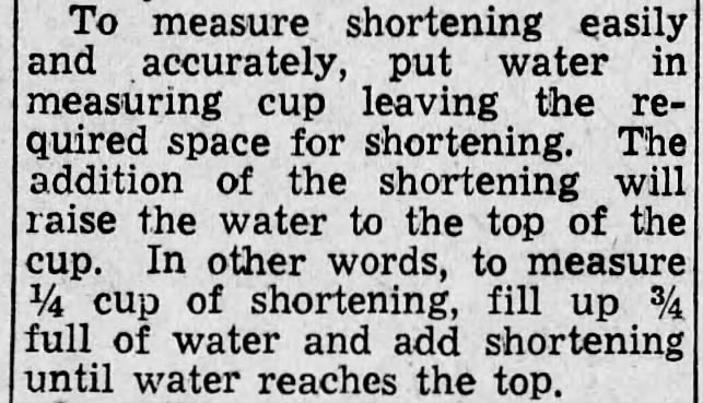 Tip: Easy way to measure shortening (1947)