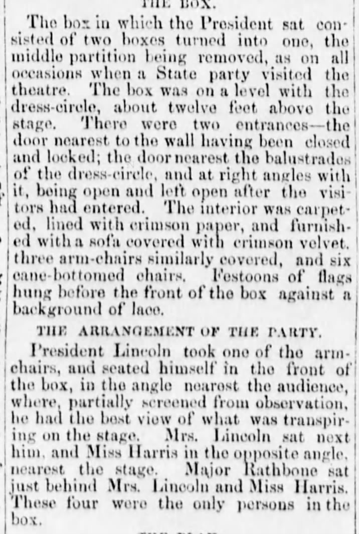 Description of the theater box in which Lincoln was killed