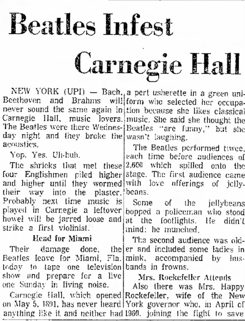 Beatles infest Carnegie Hall