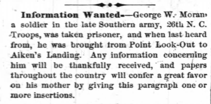 Information wanted--George W. Moran