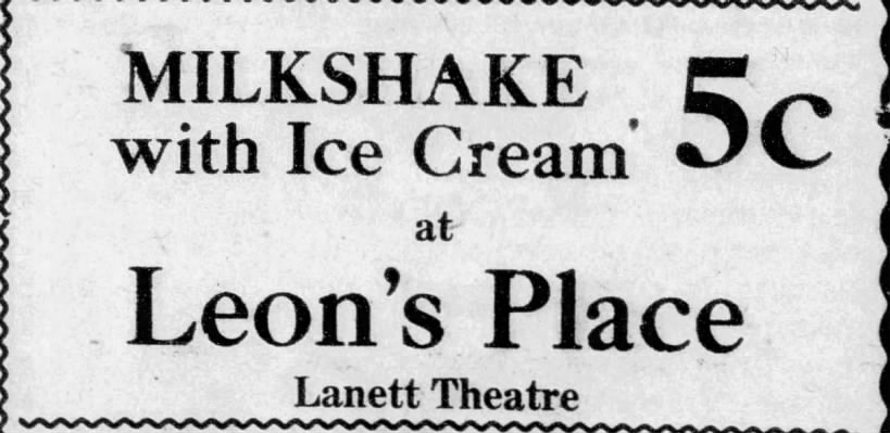 Ad for "milkshake with ice cream" 1930