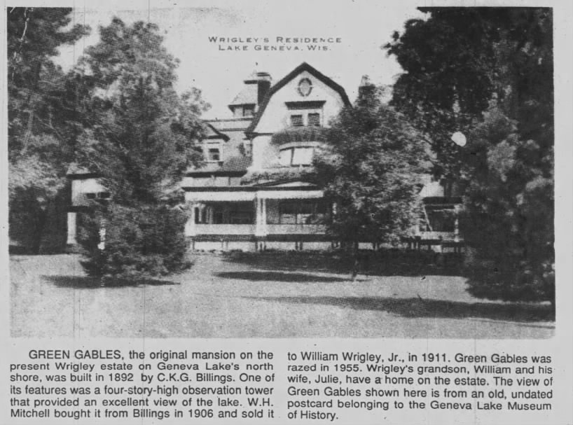 Green Gables, the original Wrigley estate mansion
