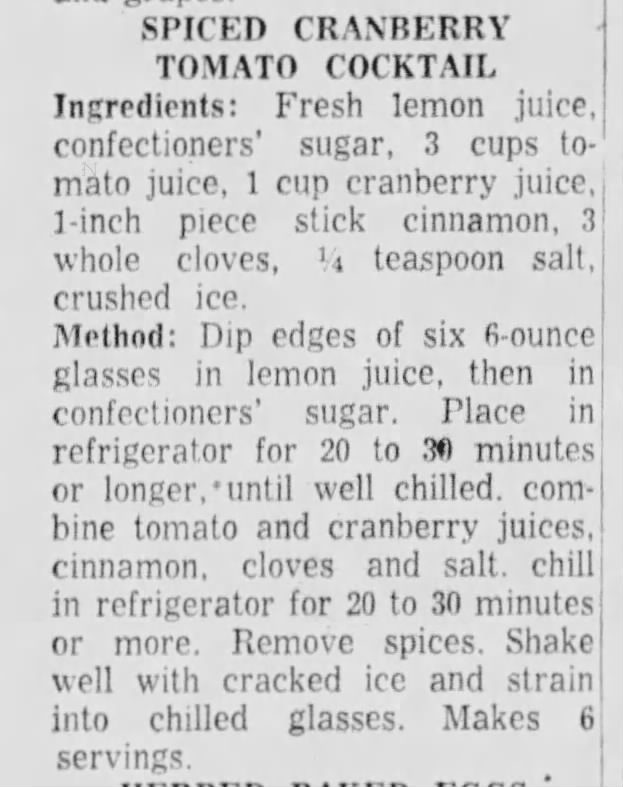 Recipe: Spiced Cranberry Tomato Cocktail (1954)
