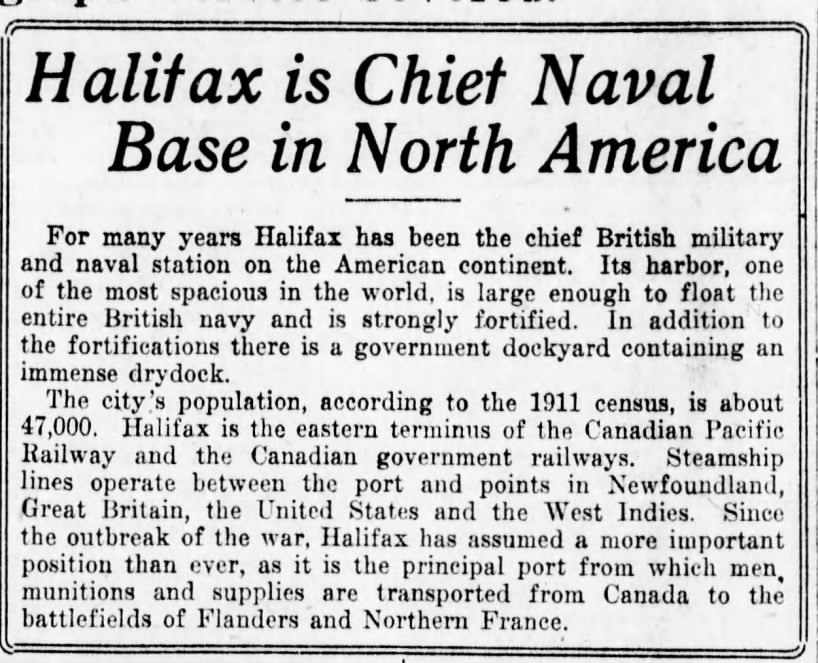 "Halifax is Chief Naval Base in North America"