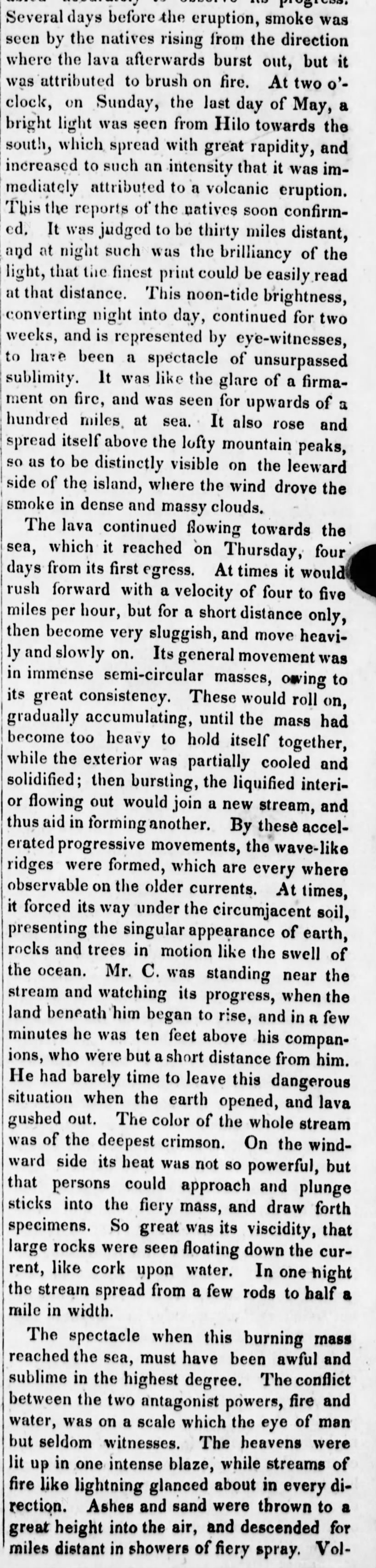 Account of Kilauea 1840 eruption, part 1
