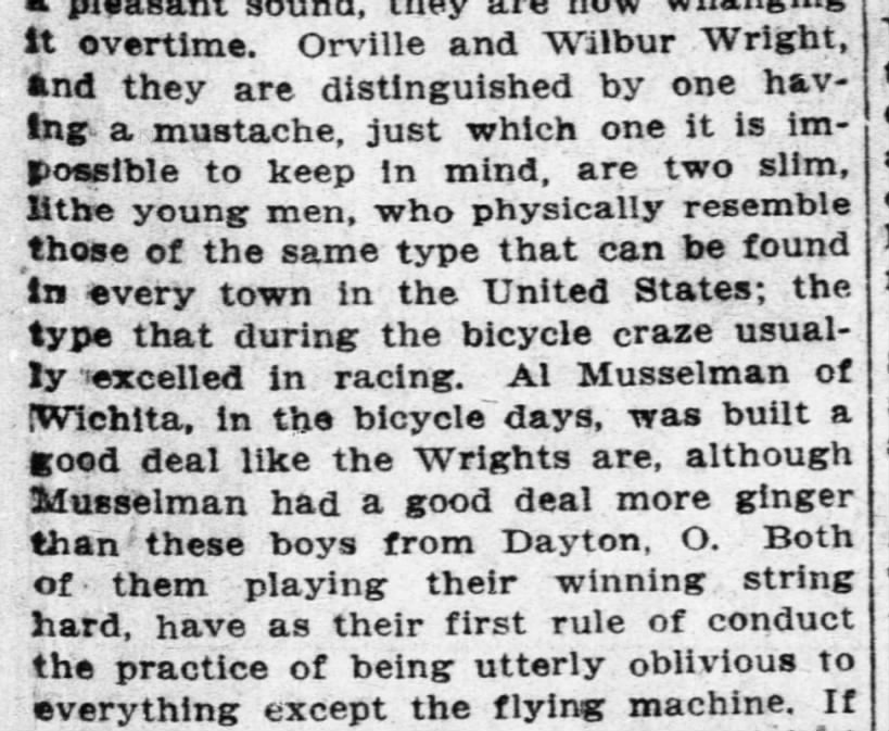 Description of the Wright Brothers, 1909