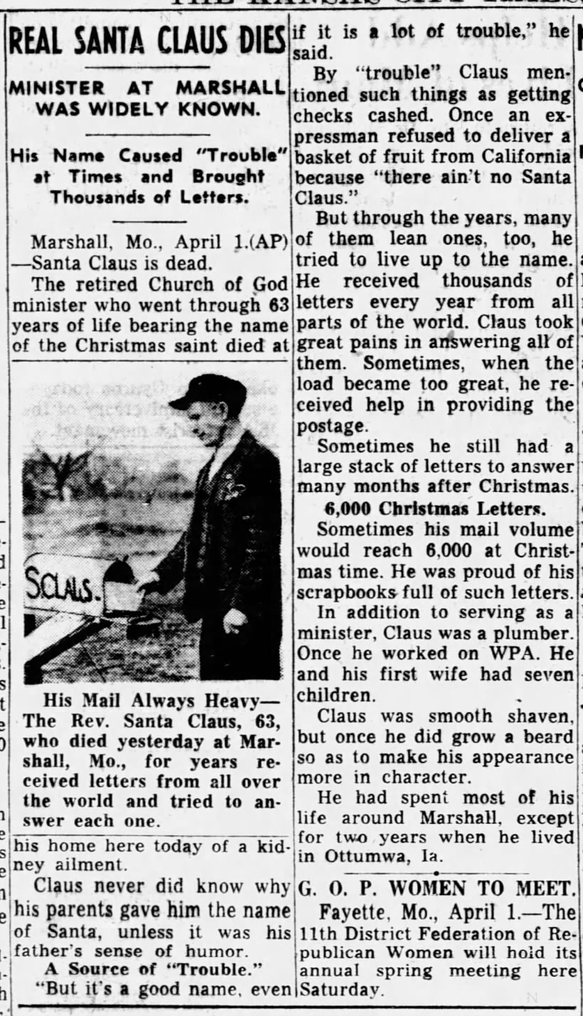 Santa Claus from Marshall, MO, dies