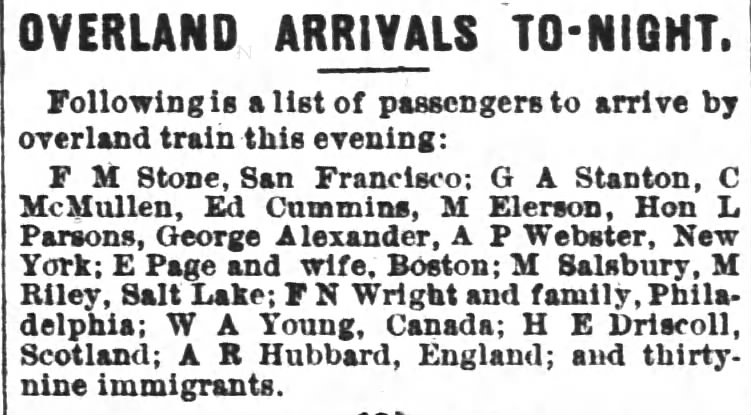 Passengers arriving by overland train to Oakland