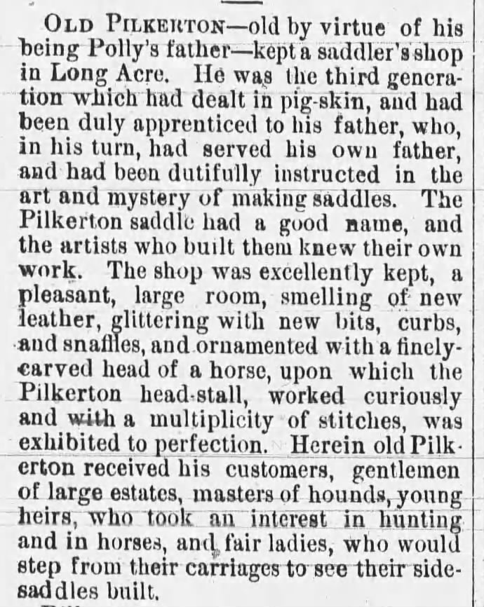 Description of a saddler's shop 1872