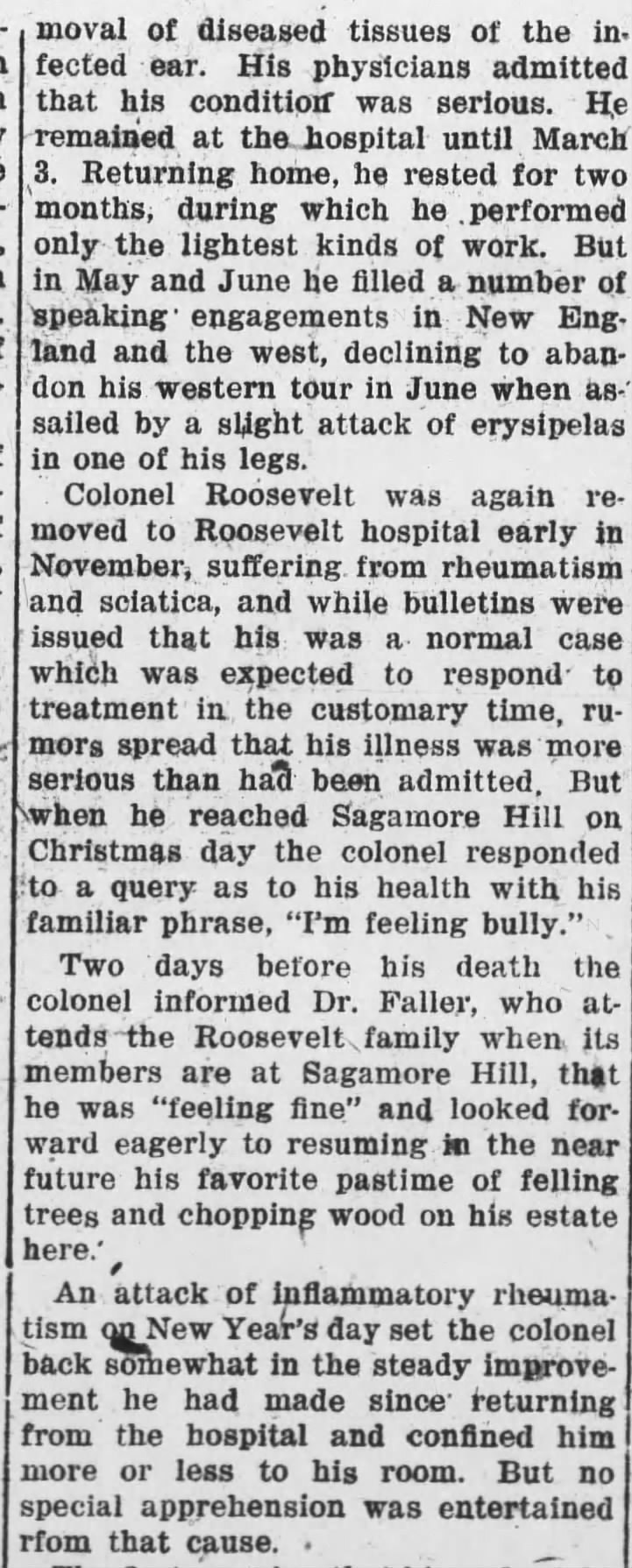 T. Roosevelt's declining health