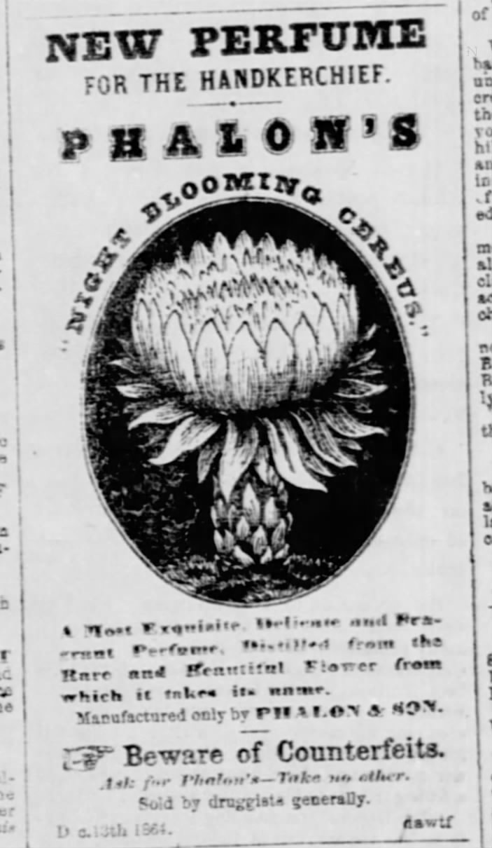 Ad for handkerchief perfume, Vermont 1865