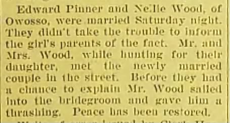 Pinner-Wood Wedding in Pigeon - 1901